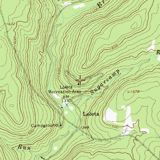 Topographic Map of Loleta Recreation Area, PA