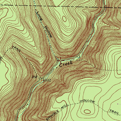 Topographic Map of Long Hollow, PA