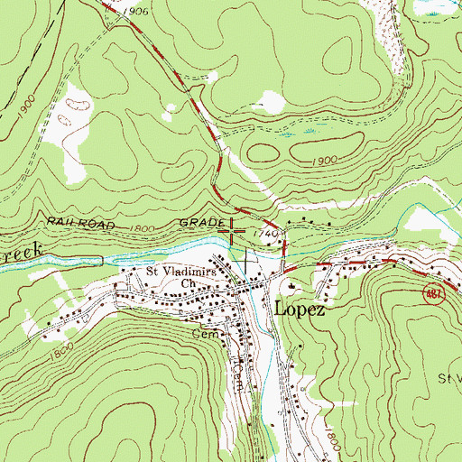 Topographic Map of Lopez Creek, PA