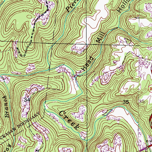 Topographic Map of Head Mill Hollow, AL