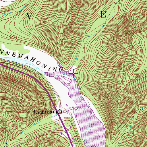 Topographic Map of Lushbaugh Run, PA