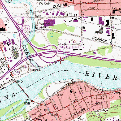 Topographic Map of Lycoming Creek, PA