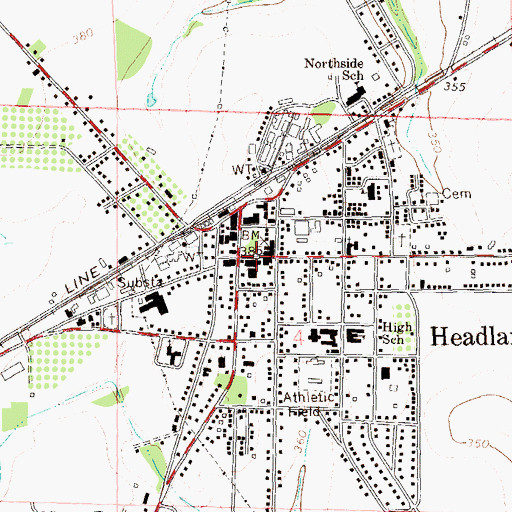 Topographic Map of Headland, AL