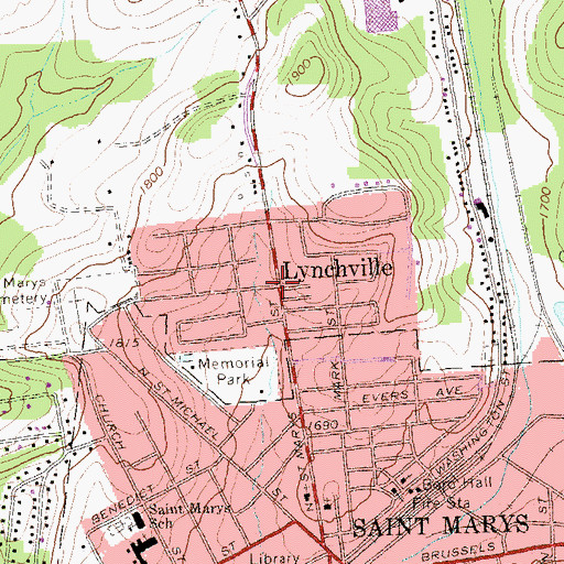 Topographic Map of Lynchville, PA