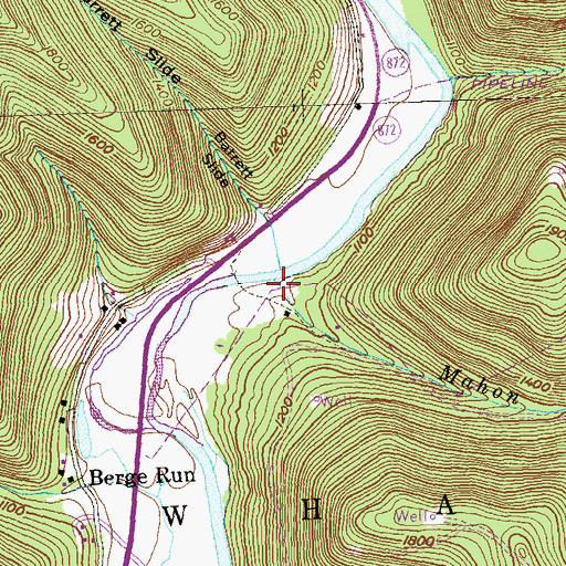 Topographic Map of Mahon Run, PA