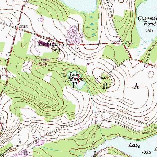 Topographic Map of Lake Manjo, PA