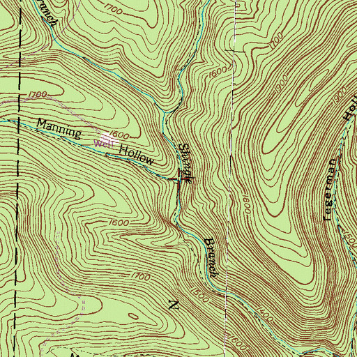 Topographic Map of Manning Hollow, PA