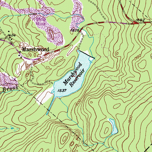 Topographic Map of Marshwood Reservoir, PA