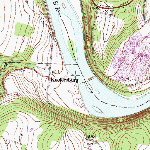 Topographic Map of Martin Creek, PA