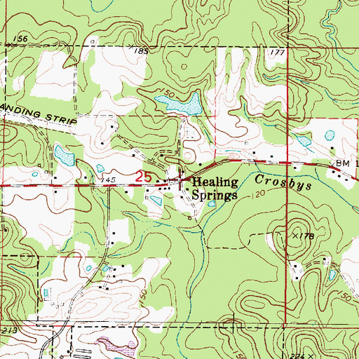 Topographic Map of Healing Springs, AL