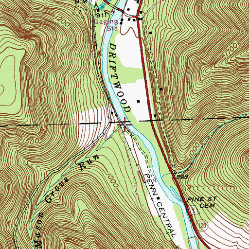 Topographic Map of Mason Grove Run, PA