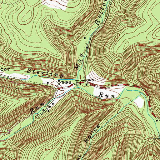 Topographic Map of May Hollow Run, PA