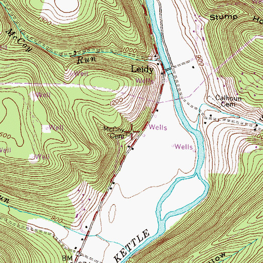 Topographic Map of McCoy Cemetery, PA