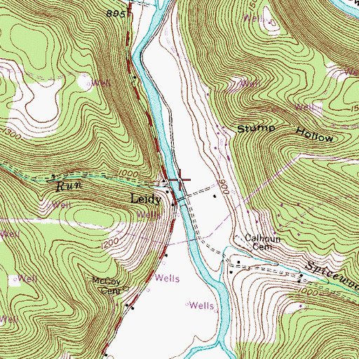 Topographic Map of McCoy Run, PA