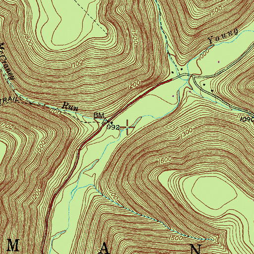 Topographic Map of McCraney Run, PA