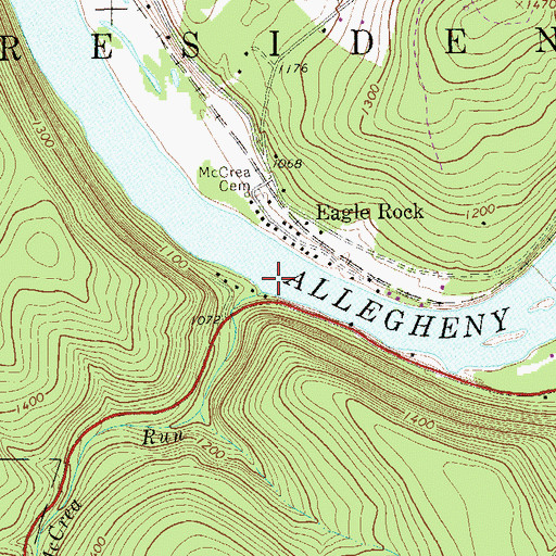 Topographic Map of McCrea Run, PA