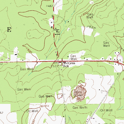Topographic Map of McCrea School, PA