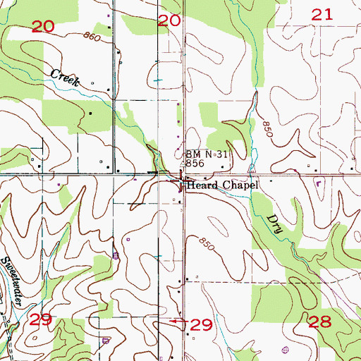 Topographic Map of Heard Chapel, AL