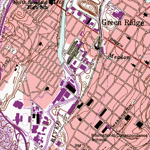 Topographic Map of Meadow Brook, PA