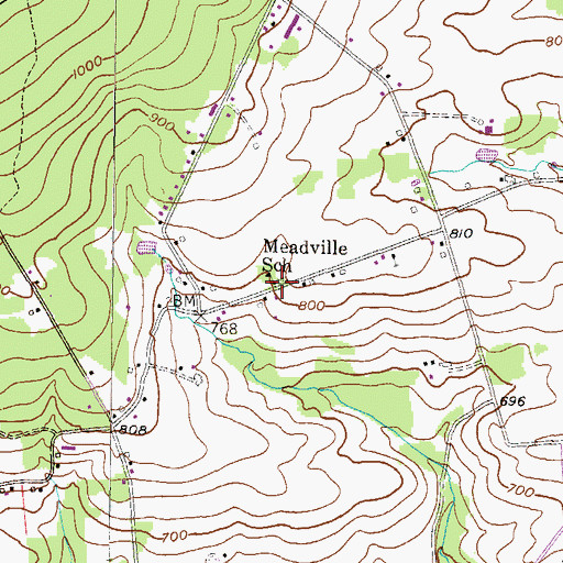 Topographic Map of Meadville School, PA