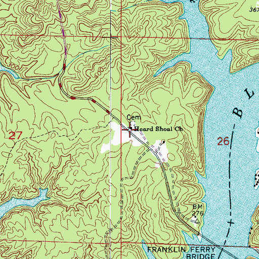 Topographic Map of Heard Shoal Church, AL