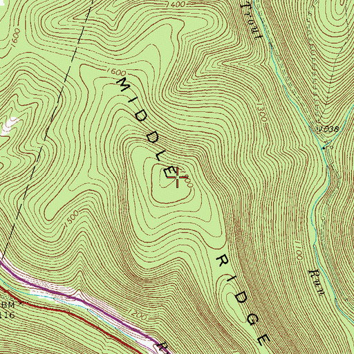 Topographic Map of Middle Ridge, PA