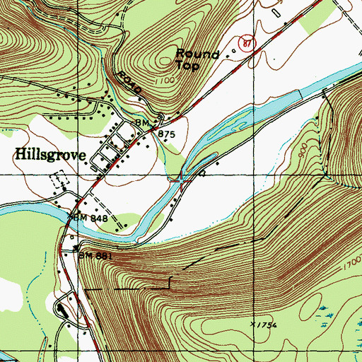 Topographic Map of Mill Creek, PA