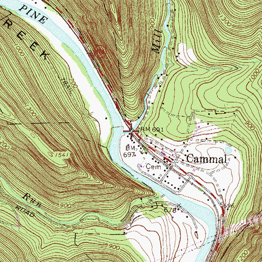 Topographic Map of Mill Run, PA