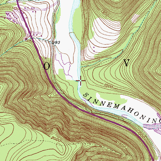 Topographic Map of Mill Run, PA