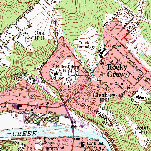 Topographic Map of Miller-Sibley Field, PA