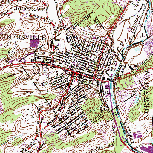 Topographic Map of Minersville, PA