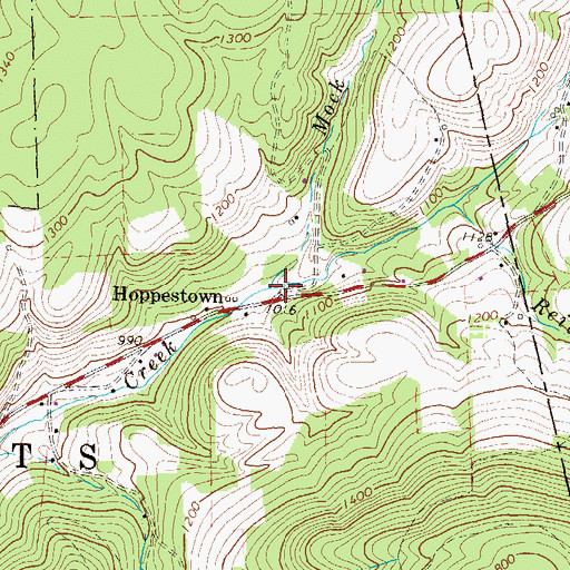 Topographic Map of Mock Creek, PA