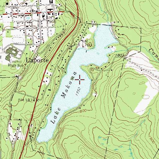 Topographic Map of Mokoma Lake, PA