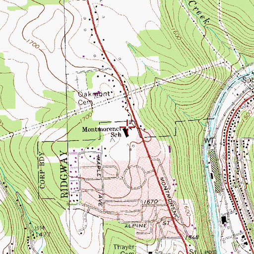 Topographic Map of Montmorenci School, PA