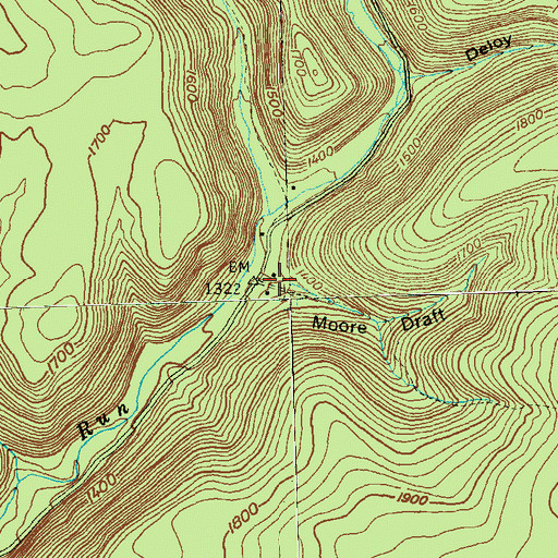 Topographic Map of Moore Draft, PA