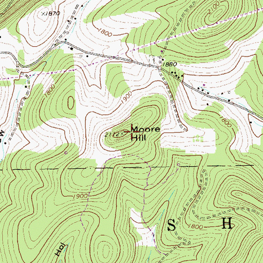 Topographic Map of Moore Hill, PA