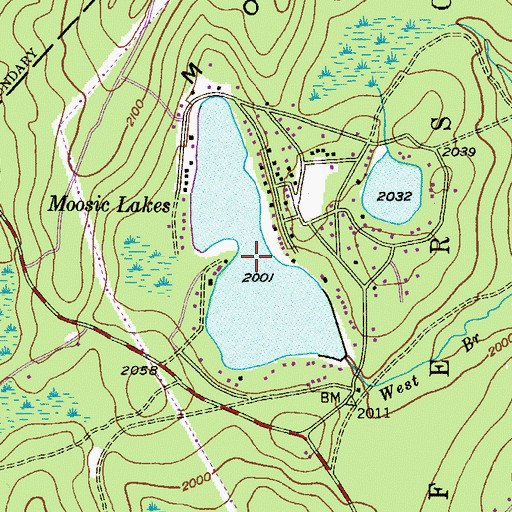 Topographic Map of Moosic Lakes, PA