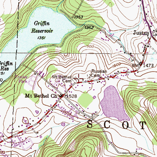 Topographic Map of Mount Bethel Cemetery, PA