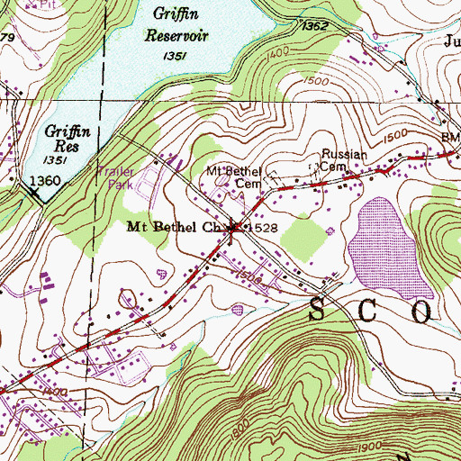Topographic Map of Mount Bethel Church, PA
