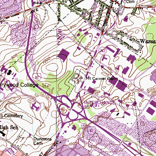 Topographic Map of Mount Carmel Cemetery, PA