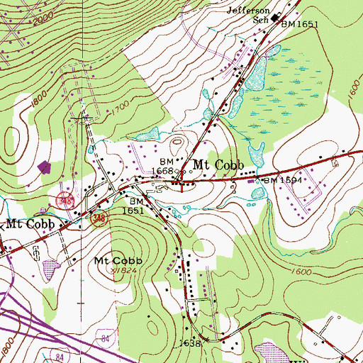 Topographic Map of Mount Cobb, PA