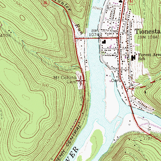 Topographic Map of Mount Collins Cemetery, PA