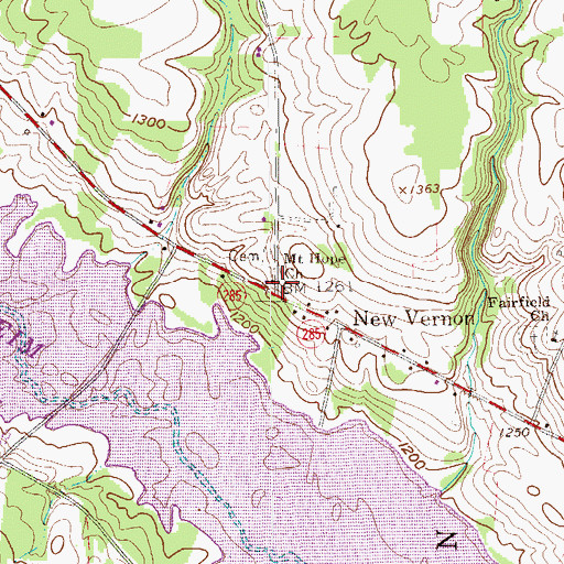 Topographic Map of Mount Hope Church, PA