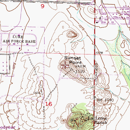 Topographic Map of Sunset Point, AZ