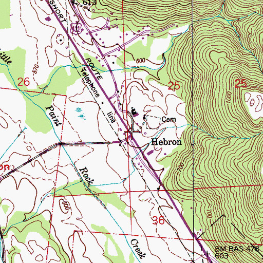 Topographic Map of Hebron, AL