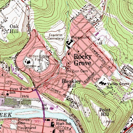 Topographic Map of Mount Zion Cemetery, PA