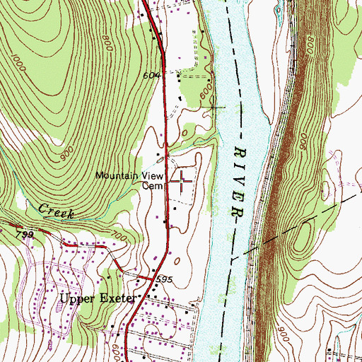 Topographic Map of Mountain View Cemetery, PA