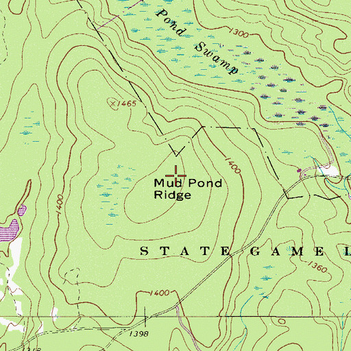 Topographic Map of Mud Pond Ridge, PA