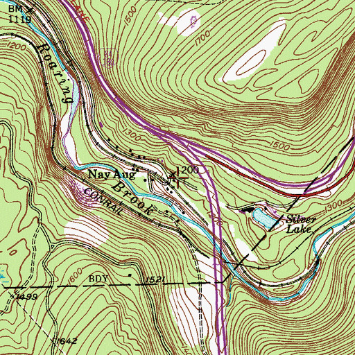 Topographic Map of Nay Aug, PA