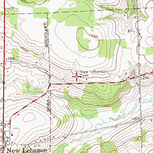 Topographic Map of New Lebanon Cemetery, PA